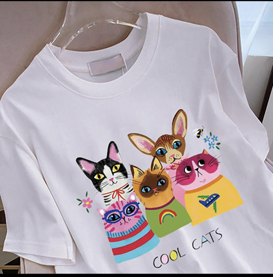 Men And Women Cartoon Cute Print Short Sleeve Summer