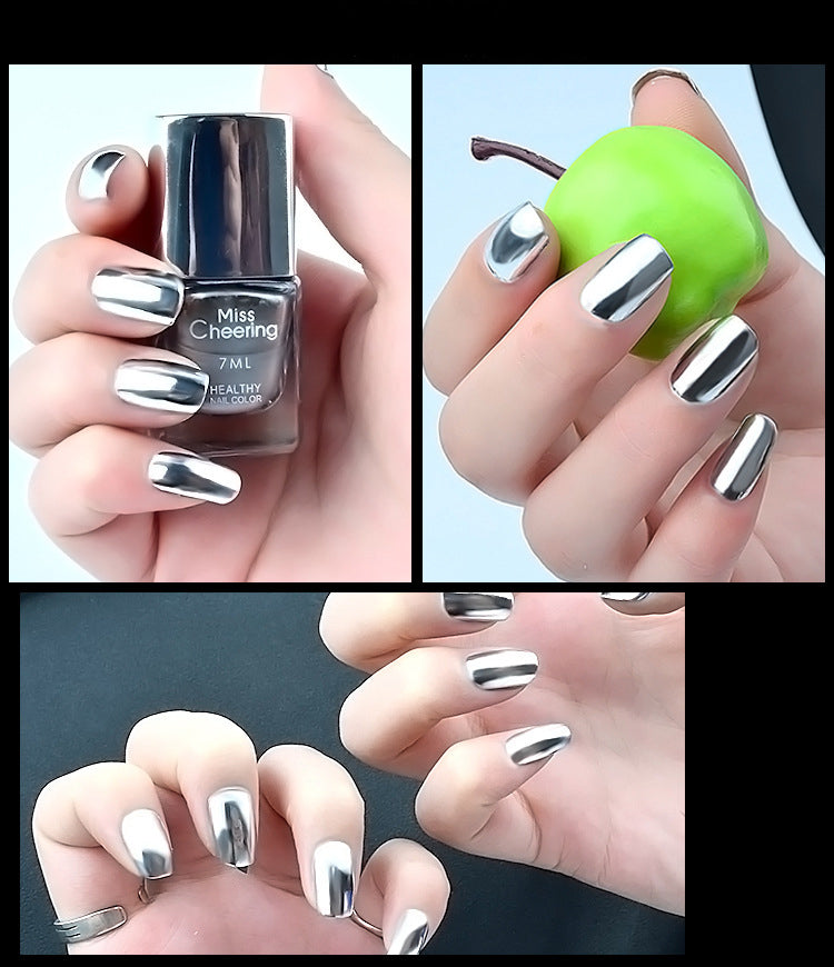 Spejl Sølv Neglelak Base Coat Manikure Neglebehandling