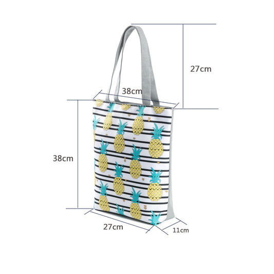 Fruit Pineapple Print Ladies Shoulder Bag Literary Female Cloth Bag