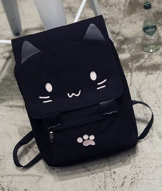 Cute cartoon cat middle school student backpack