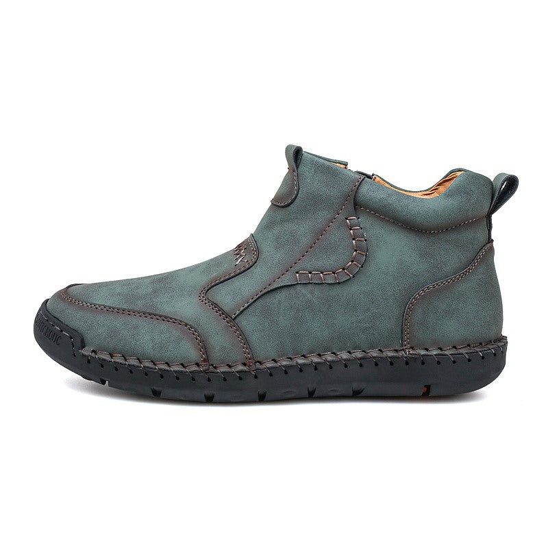Large Size Handmade Casual Microfiber Leather Mid-top Men's Shoes