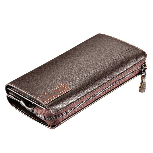 Men's Business Casual Large Capacity Lychee Pattern Wallet