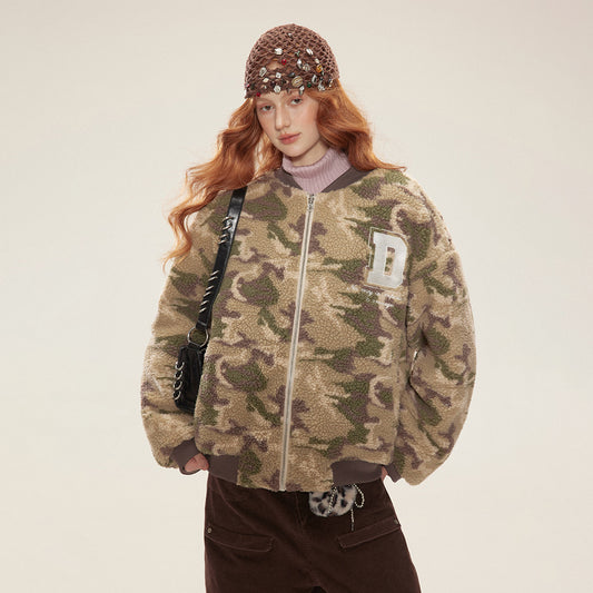 Lambskin Cotton-padded Camouflage Baseball Uniform