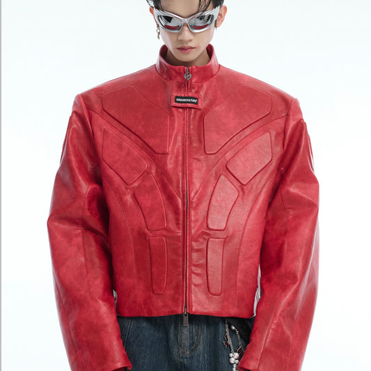Niche Three-dimensional Relief Deconstruction Stand Collar Profile Jacket Coat