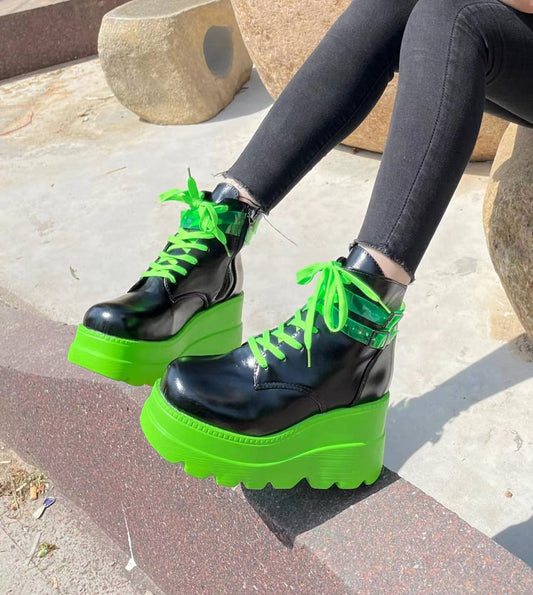 Women's Dark Gothic Wedge Platform Ankle Boots