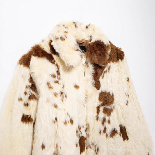 European And American Style Artificial Fur Effect Short Chic Jacket Coat