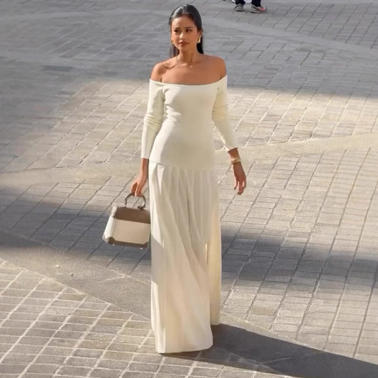 Seamless Off-shoulder European And American-style Dress For Women
