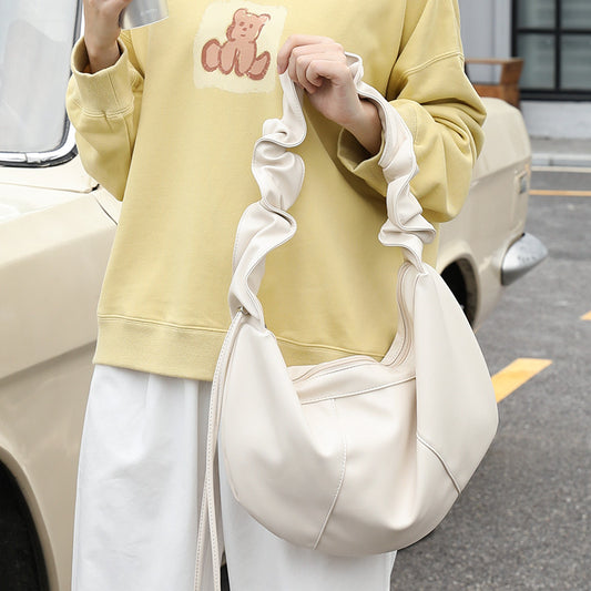 Women's Retro Fashion Solid Color Dumpling Shoulder Bag