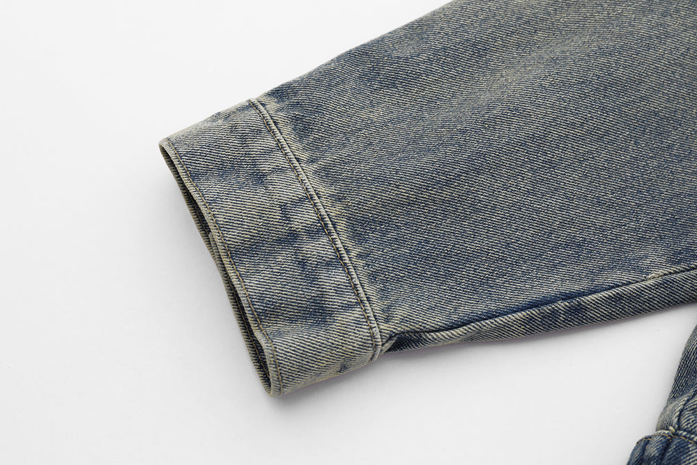 Retro Workwear Pocket Zipper Denim Clothes Jacket Spring And Autumn