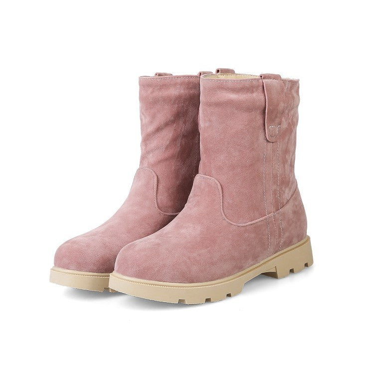 Women's autumn flat frosted velvet Martin boots