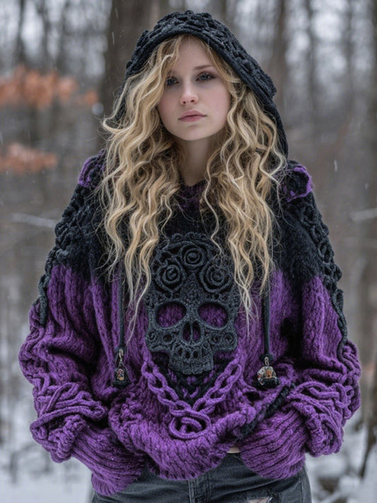 Relaxed Fit Hooded Casual Retro Sweater
