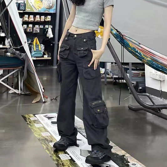 West Coast Spicy Girls Multi Pocket High Waist Military Wide Leg Pants