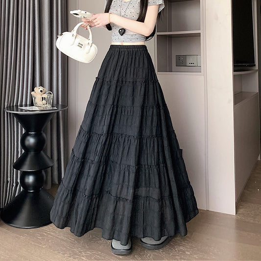 Multi-layer Wooden Ear Stitching Tiered Skirt