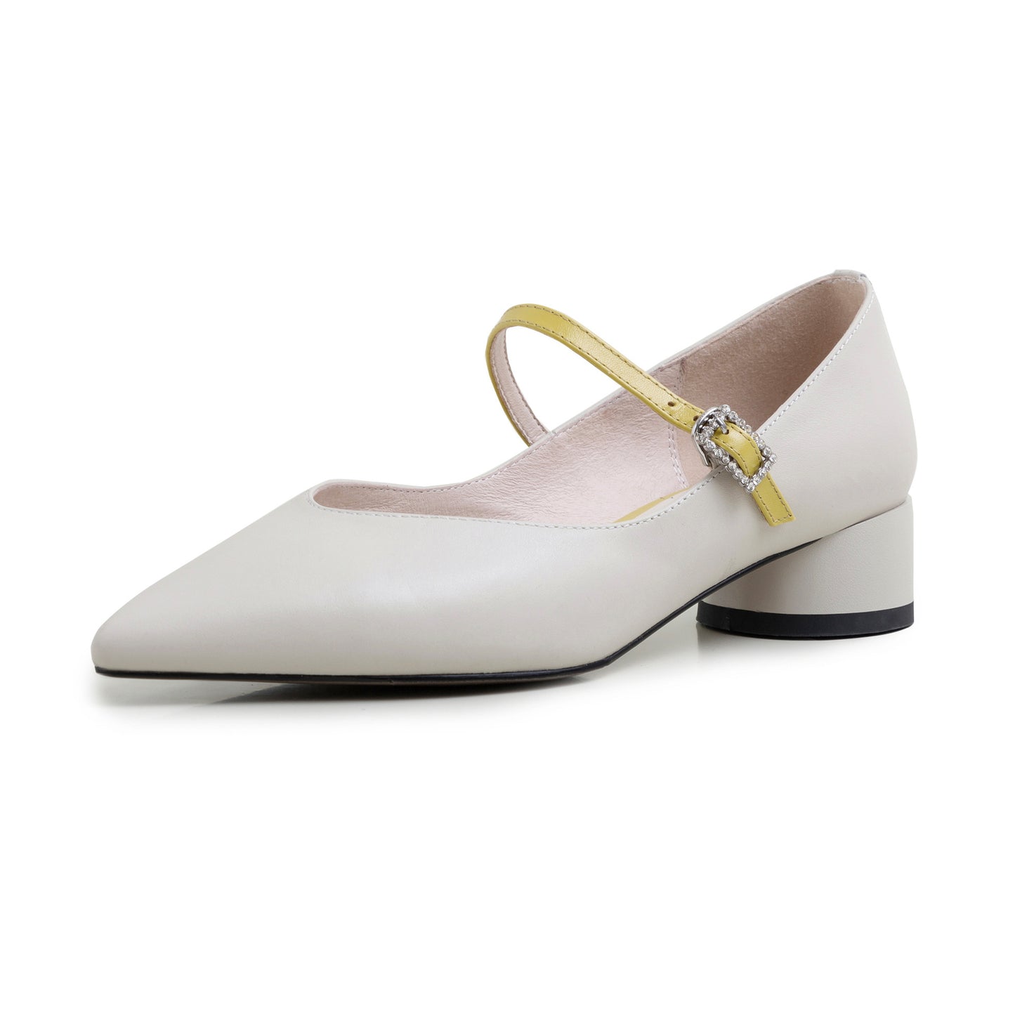 Single Buckle Red Thick Heel Low Heel Mary Jane