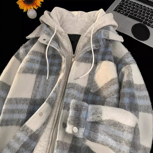 Fake Two-piece Couple Hooded Cotton Jacket