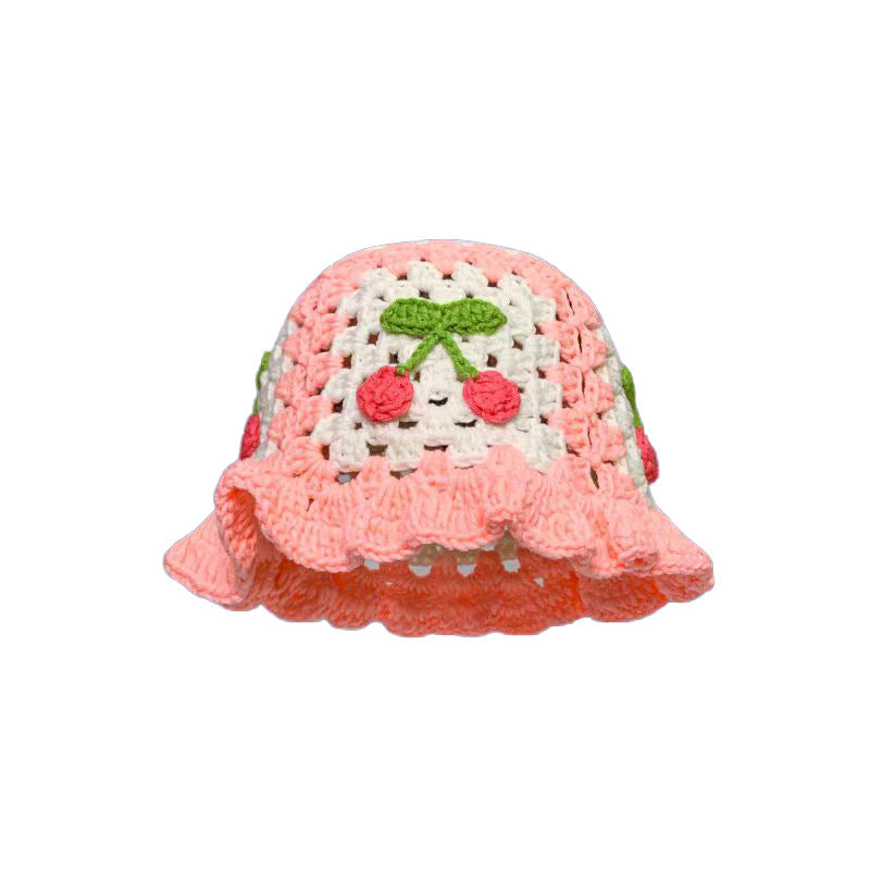 Retro Hollow Flower Handmade Knitted Hat Women