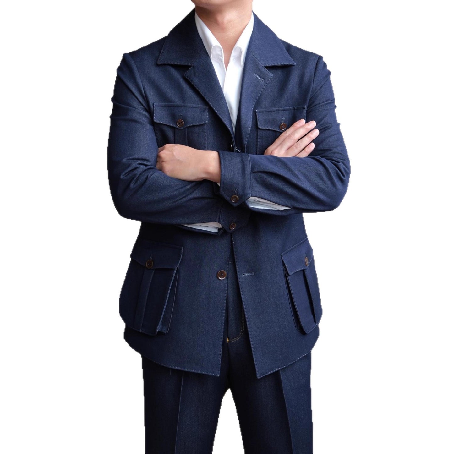 Crew-neck Hunting-style Casual Business Jacket