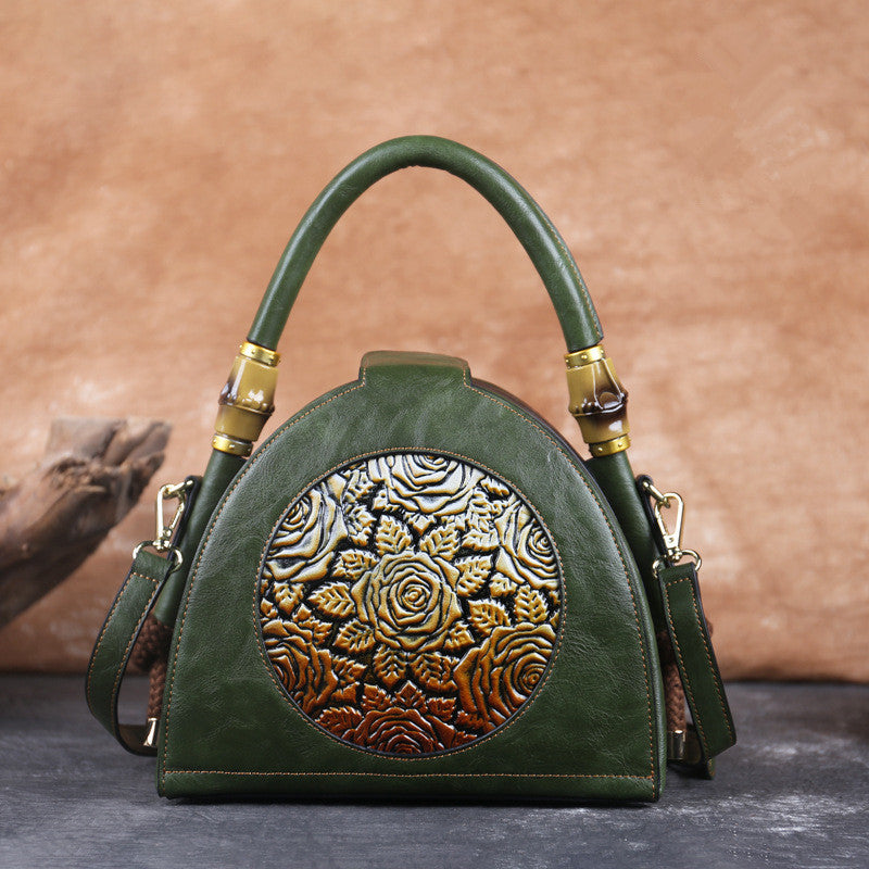 Vintage Embossed Zipper Ladies One Shoulder Messenger Bag