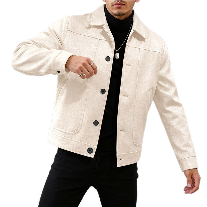 Solid-color Single-breasted Lapel Wool Casual Jacket