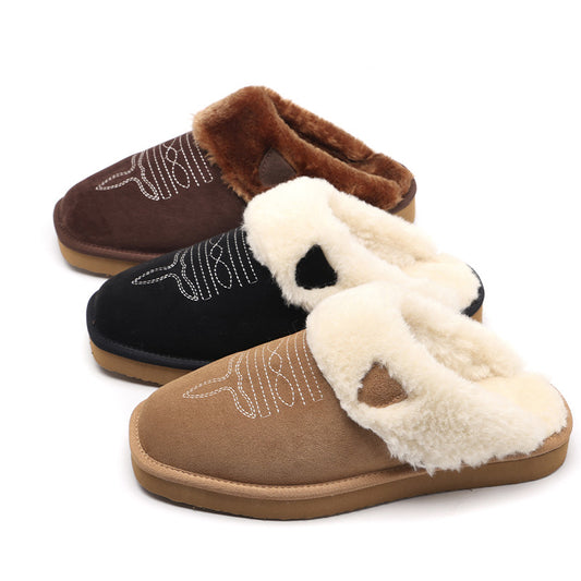 AutumnWinter Warm Cotton And Fur All-in-One Home Slippers