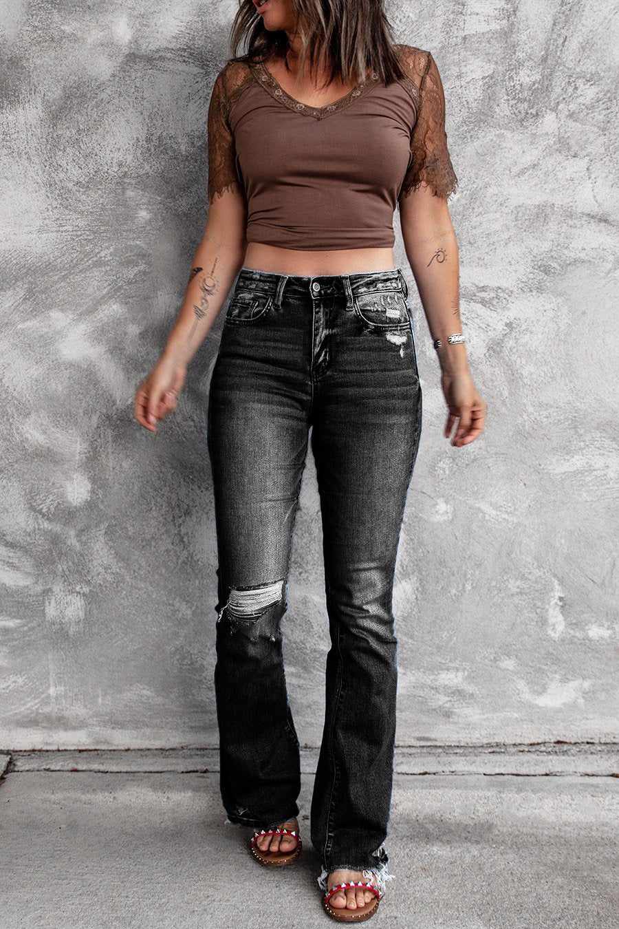 Retro Flared Slim Fit Bukser i Stretch