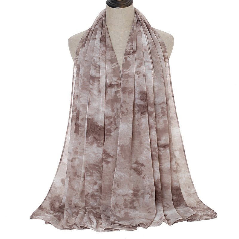 Tie-dye Printed Pearl Chiffon Scarf Shawl