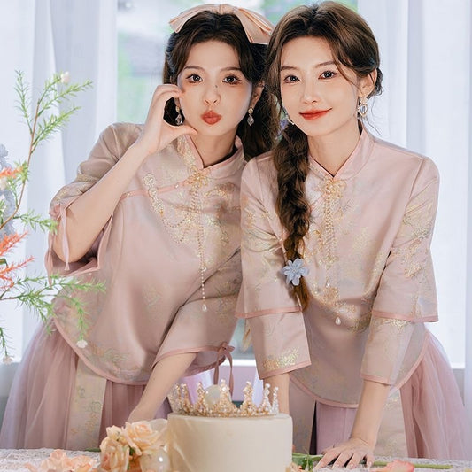 Polyester Women's Chinese Style Bridesmaid Dress