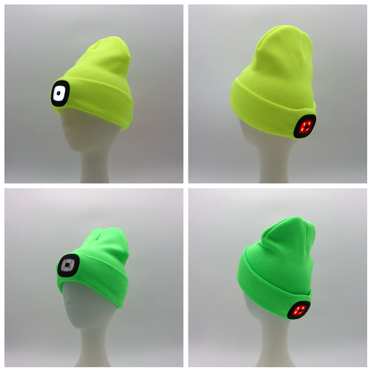 Rechargeable Model Outdoor Sports Dual Light Model LED Light Knitted Hat