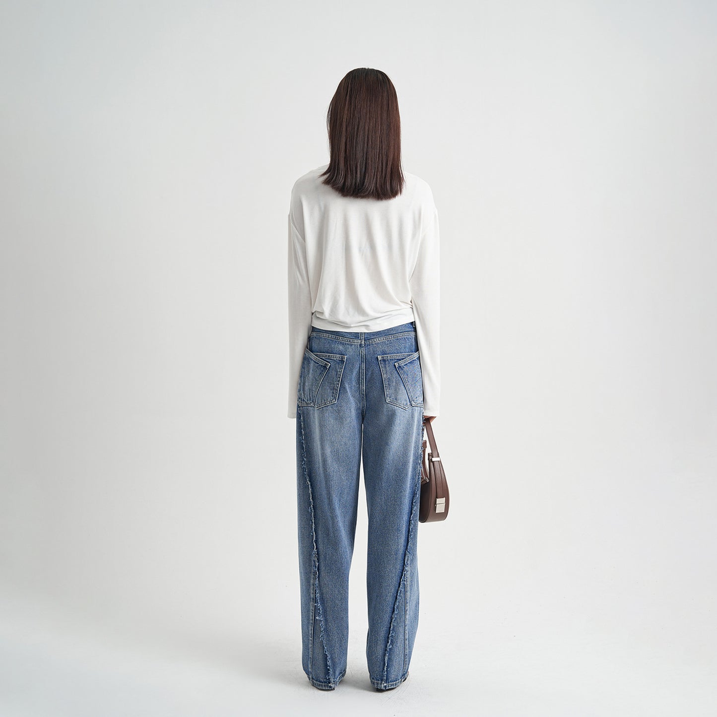Blue Washed Loose Jeans High-end Women's Trousers High-grade
