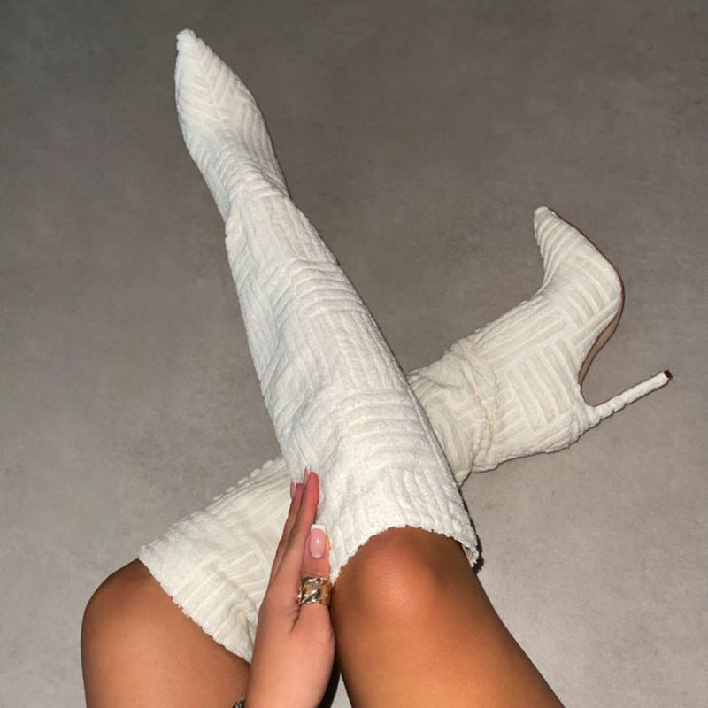 Heels Green Rose Red High Tube Boots