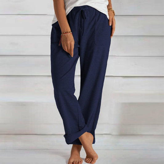 Casual Solid Color Wide Leg Knitted Trousers