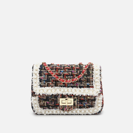 Pearl messenger small square bag