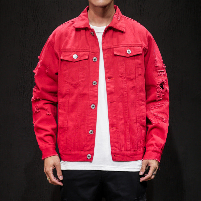 Men's denim embroidere plus size jacket