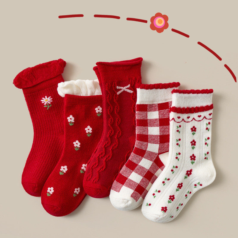 Three-dimensional Jacquard Flower Bow Princess Socks