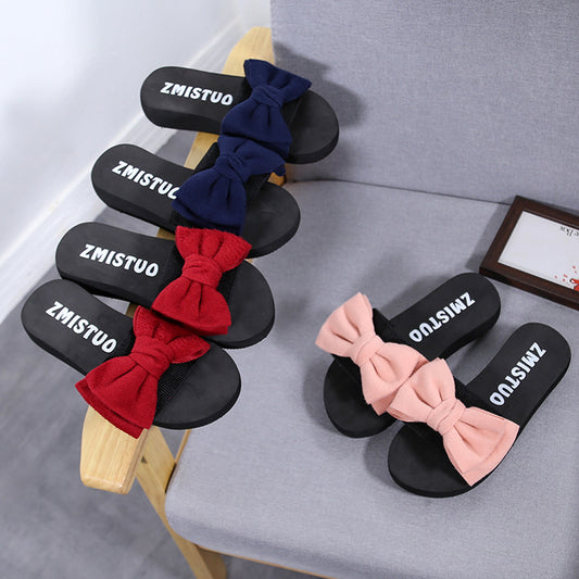 Slip resistant fashion bow slippers