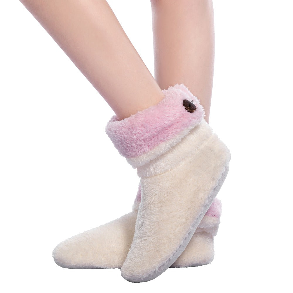 Dropshipping & Wholesale Women Plush Home shoe Coral Fleece Indoor Floor Sock Winter Foot Warmer Soft bottom slippers