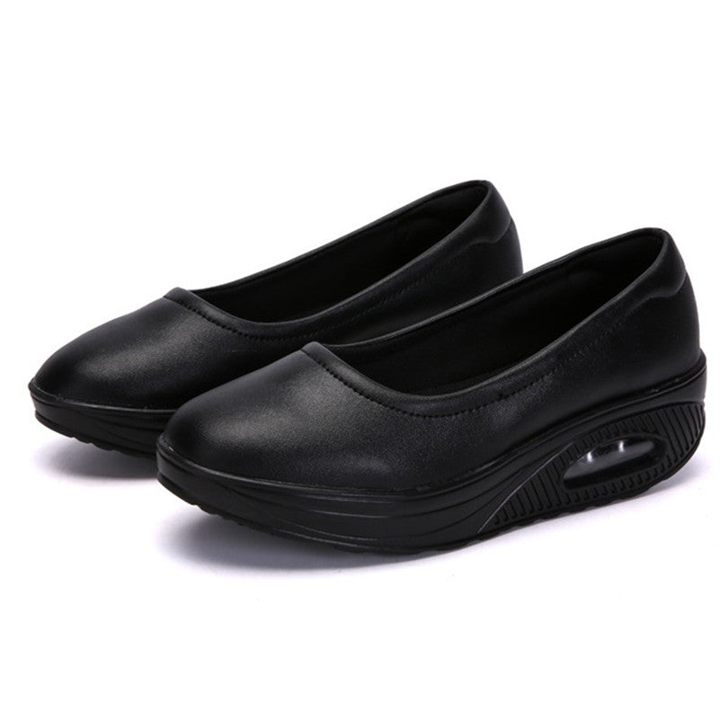 Plus size women's casual heightened wedge heel shoes