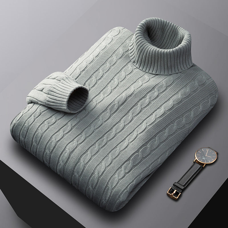 Men's Turtleneck Sweater Thick Cotton Sweater Fleece Lined Padded Warm Keeping Underwear