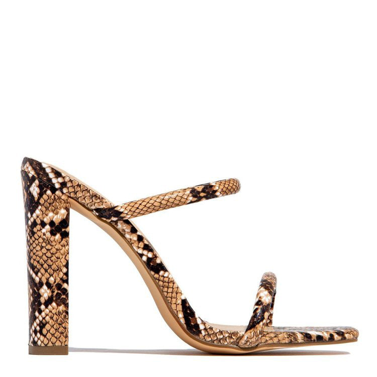 One Word Women's High Heels Plus Size Thick Heel Open Toe Pattern Sandals