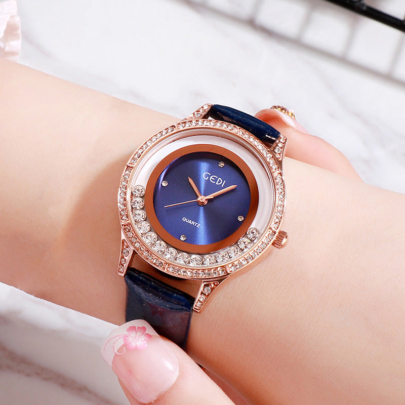 GEDI Double-Diamond Leather Belt All-Match Watch For Women