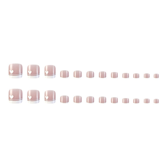 24PCs Fake Nails French Square Nude Natural