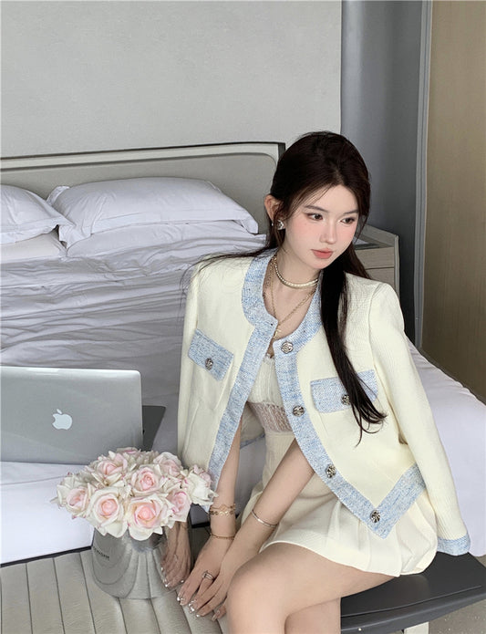 Single Breasted Contrasting Korean Top