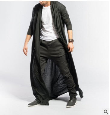 Slim Long Trench Coat Casual Fashion Solid Color Men'S Top