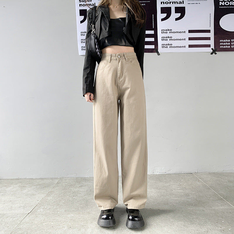Women's Vintage Straight Loose Skinny High Waist Dragged Wide Leg Pants