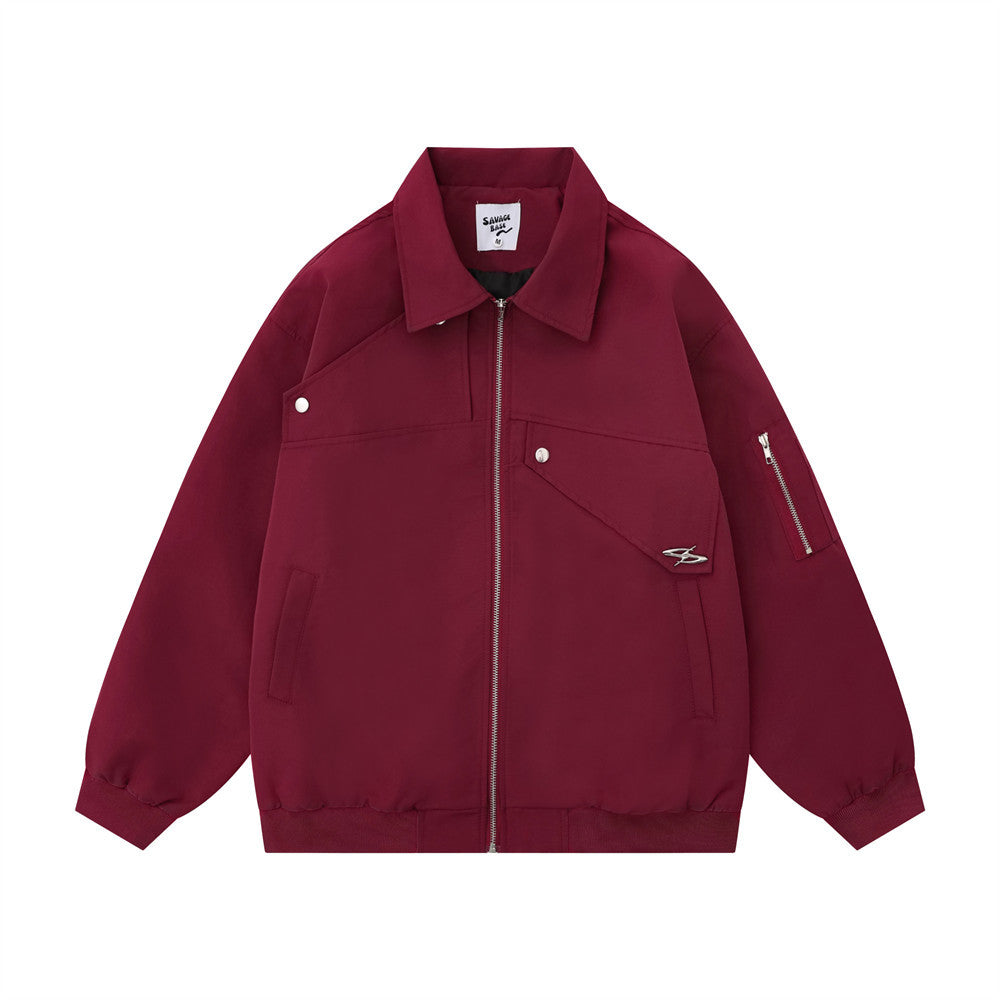 Men's Irregular Stitching Solid Color Baggy Coat