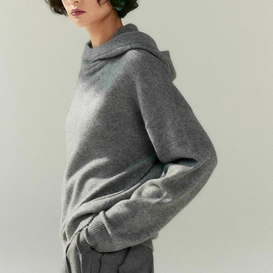 Retro Grå Hættetrøje Sweater til Kvinder