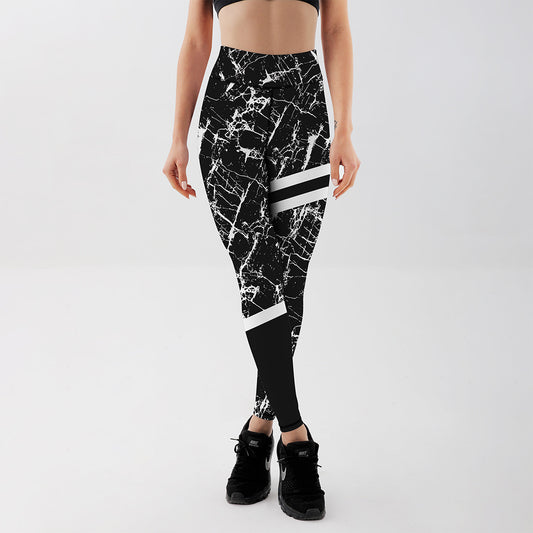 Hot Sale Black And White Marble Print Yoga Leggings