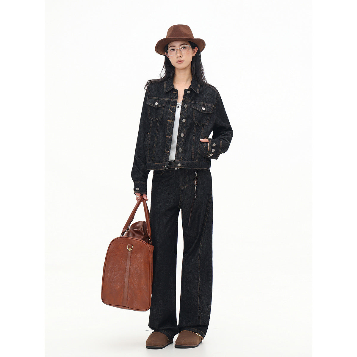 Spring And Autumn American Retro Black Jeans For Women