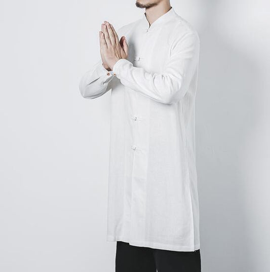 Cotton and linen long men's button jacket jacket linen men's clothing men