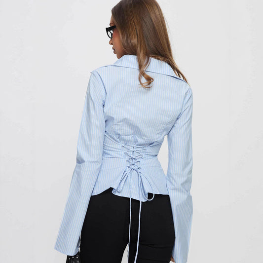 Striped Long-sleeve Shirt Autumn Chic New Style